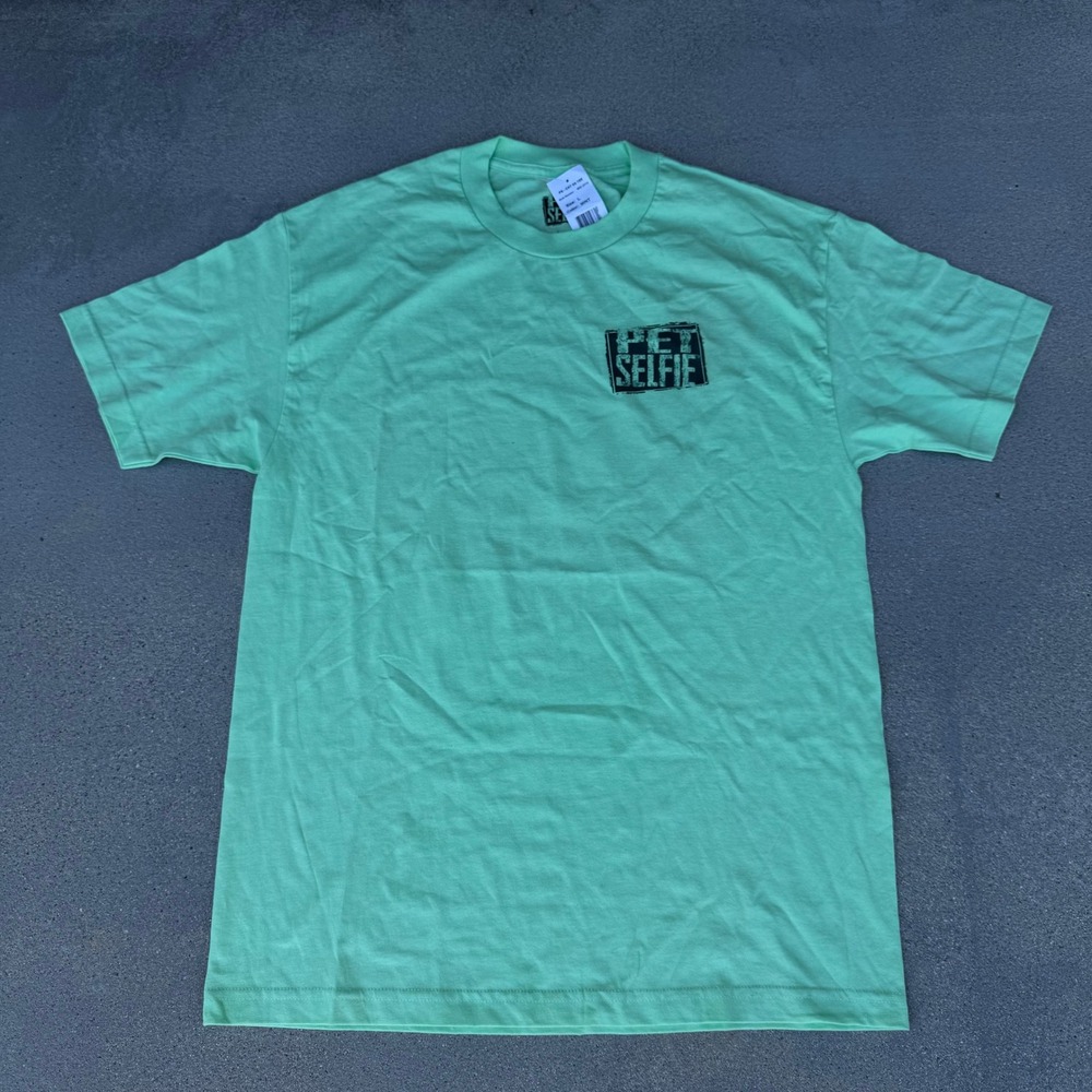 Pet Selfie Mens Mint Green Graphic T-Shirt Cat Dog Security Cam 600-2310 NWT L - Picture 2 of 6